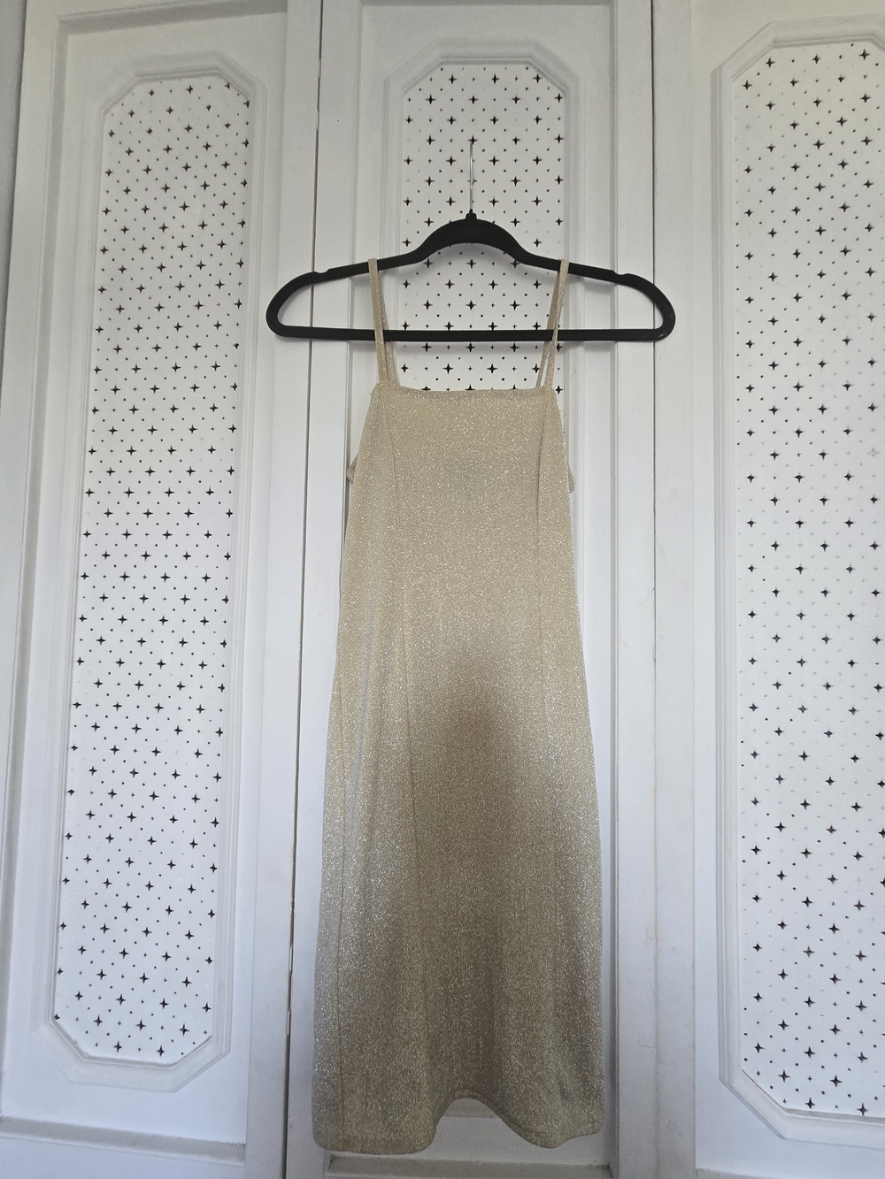Forever 21 Shimmery Gold Slip Midi Dress with Thin Straps